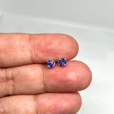 Tanzanite Round Faceted Gemstone 4-claw Set Stud Earring PSE008