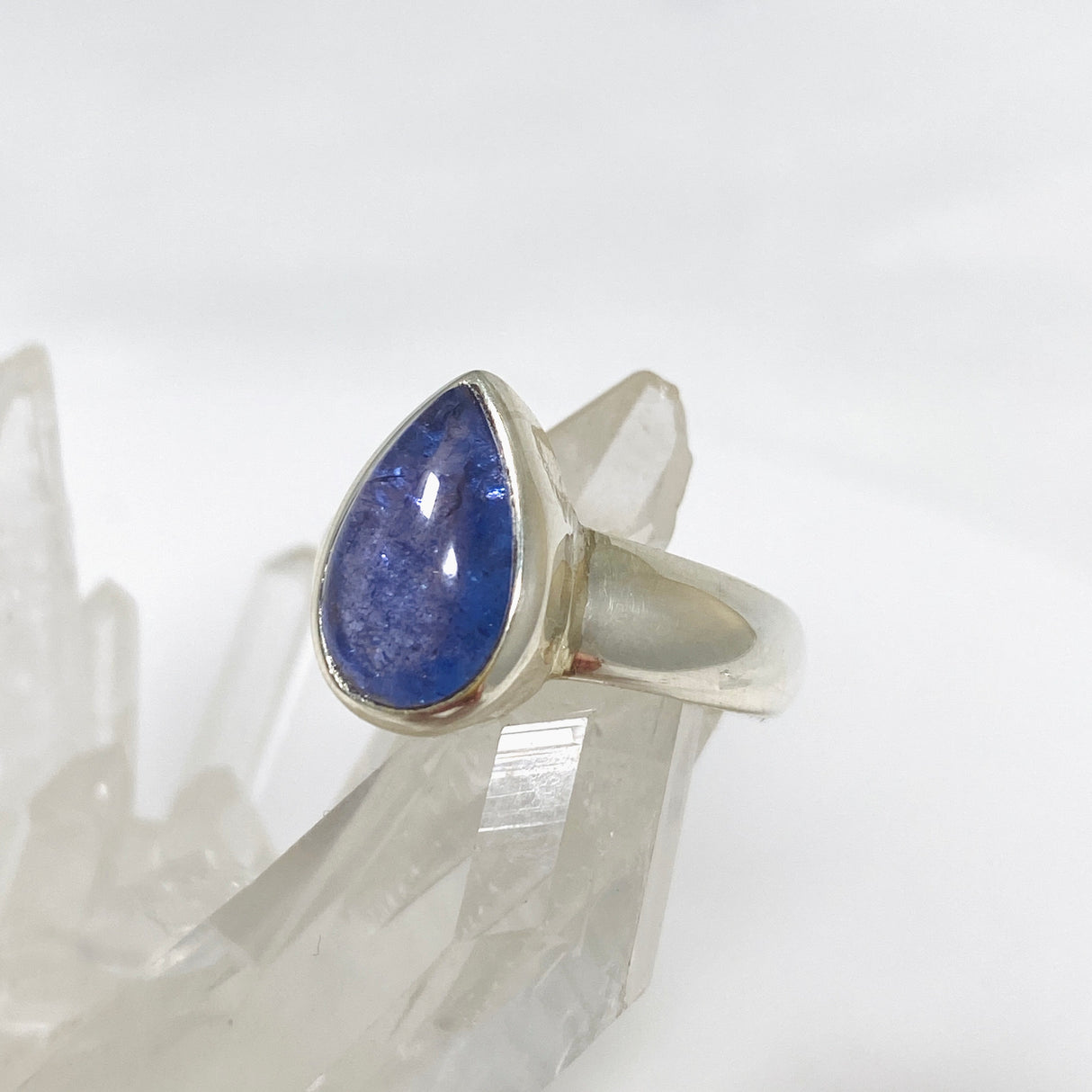 Tanzanite Teardrop Cabochon Ring Size 7.5 PRGJ514