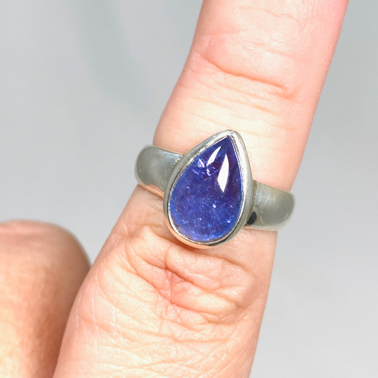 Tanzanite Teardrop Cabochon Ring Size 7.5 PRGJ514