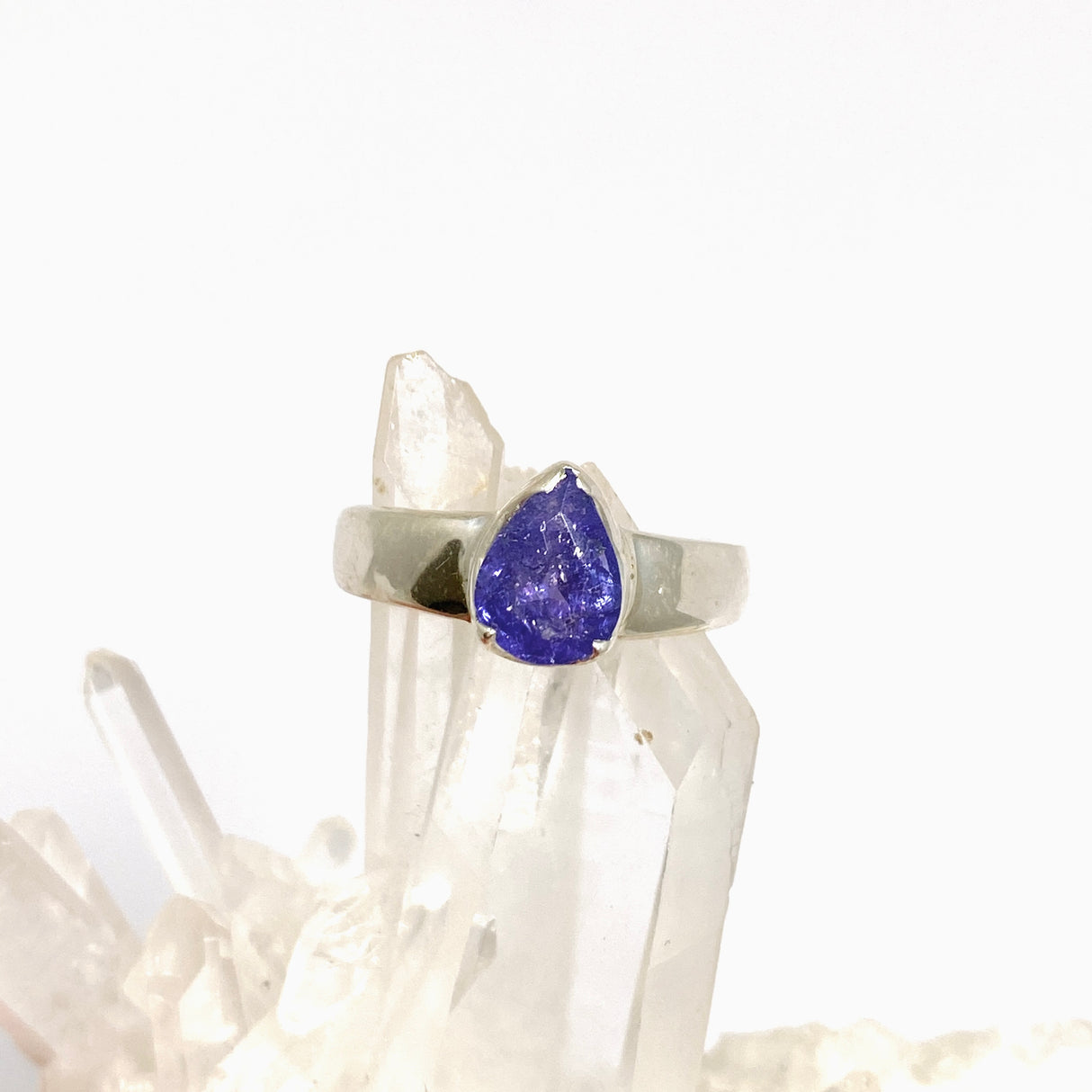 Tanzanite Teardrop Faceted Ring Size 8.5 PRGJ1023