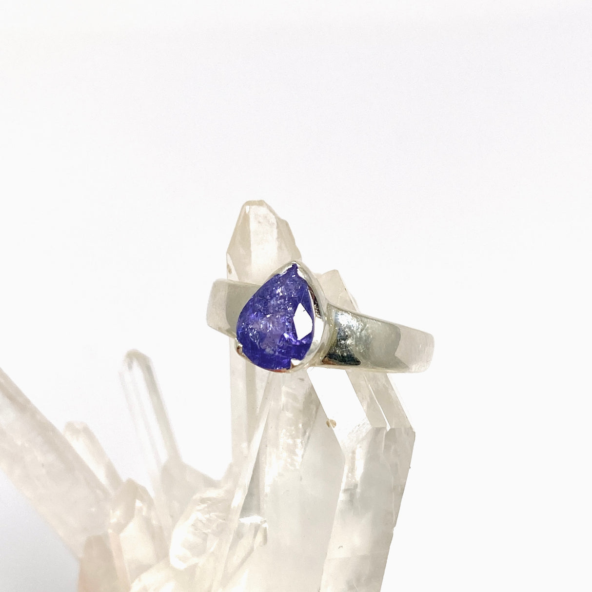 Tanzanite Teardrop Faceted Ring Size 8.5 PRGJ1023