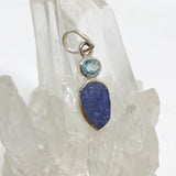 Tanzanite Teardrop Raw and Blue Topaz Pendant PPGJ785