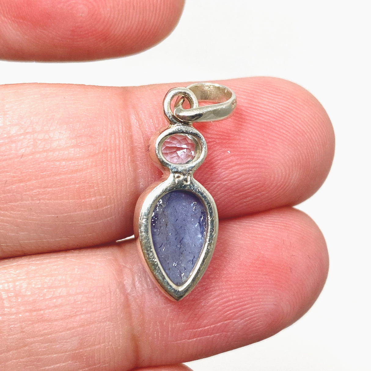 Tanzanite Teardrop Raw and Blue Topaz Pendant PPGJ785