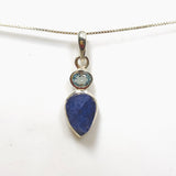 Tanzanite Teardrop Raw and Blue Topaz Pendant PPGJ785