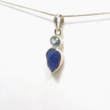 Tanzanite Teardrop Raw and Blue Topaz Pendant PPGJ785