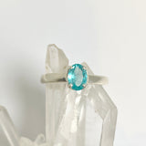 Teal Apatite Oval Faceted Ring Size 7 PRGJ1042