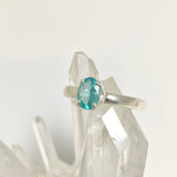 Teal Apatite Oval Faceted Ring Size 7 PRGJ1042