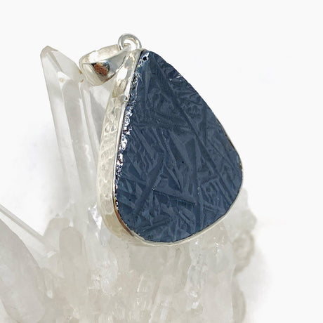 Terahertz (Silica) Raw Teardrop Pendant in a Hammered Setting KPGJ4537 - Nature's Magick