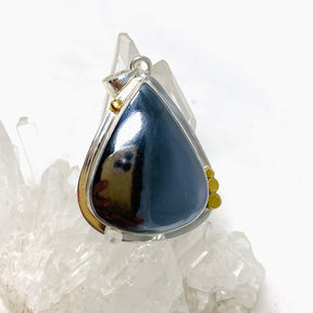 Terahertz (Silica) Teardrop Pendant with Brass Accents KPGJ4535 - Nature's Magick