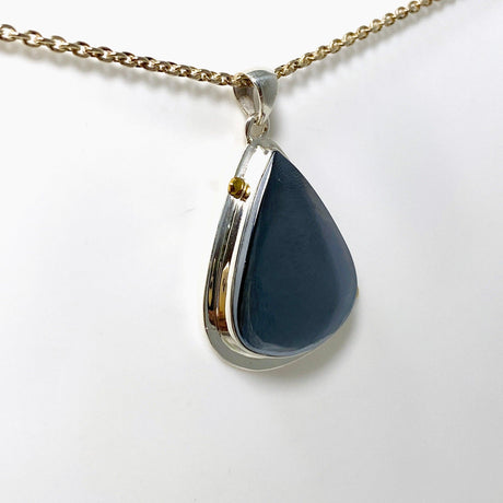 Terahertz (Silica) Teardrop Pendant with Brass Accents KPGJ4535 - Nature's Magick