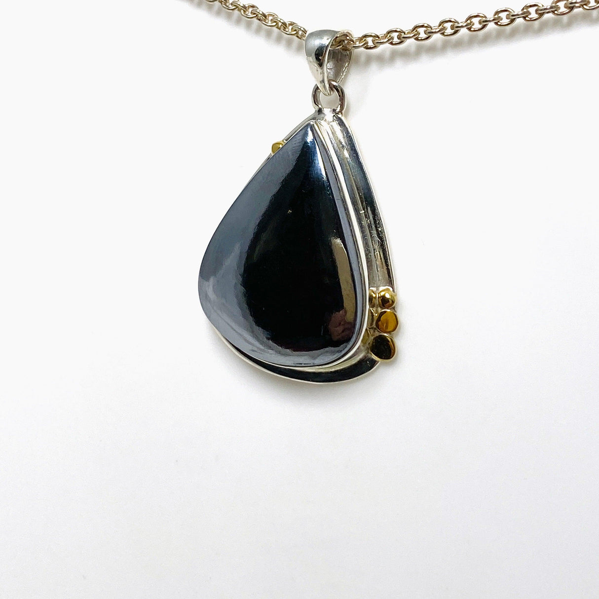 Terahertz (Silica) Teardrop Pendant with Brass Accents KPGJ4535 - Nature's Magick