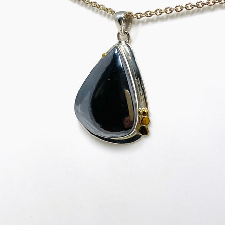 Terahertz (Silica) Teardrop Pendant with Brass Accents KPGJ4535 - Nature's Magick