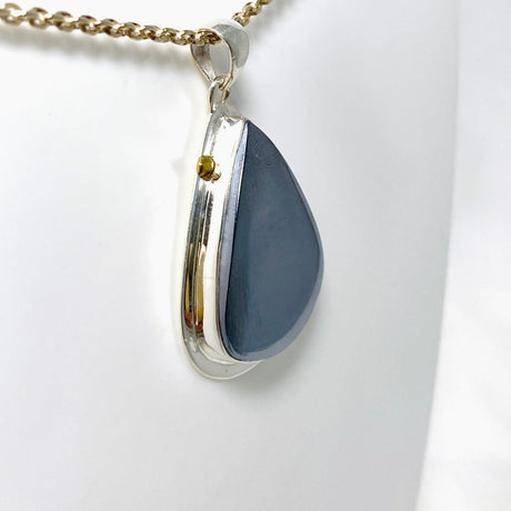 Terahertz (Silica) Teardrop Pendant with Brass Accents KPGJ4535 - Nature's Magick