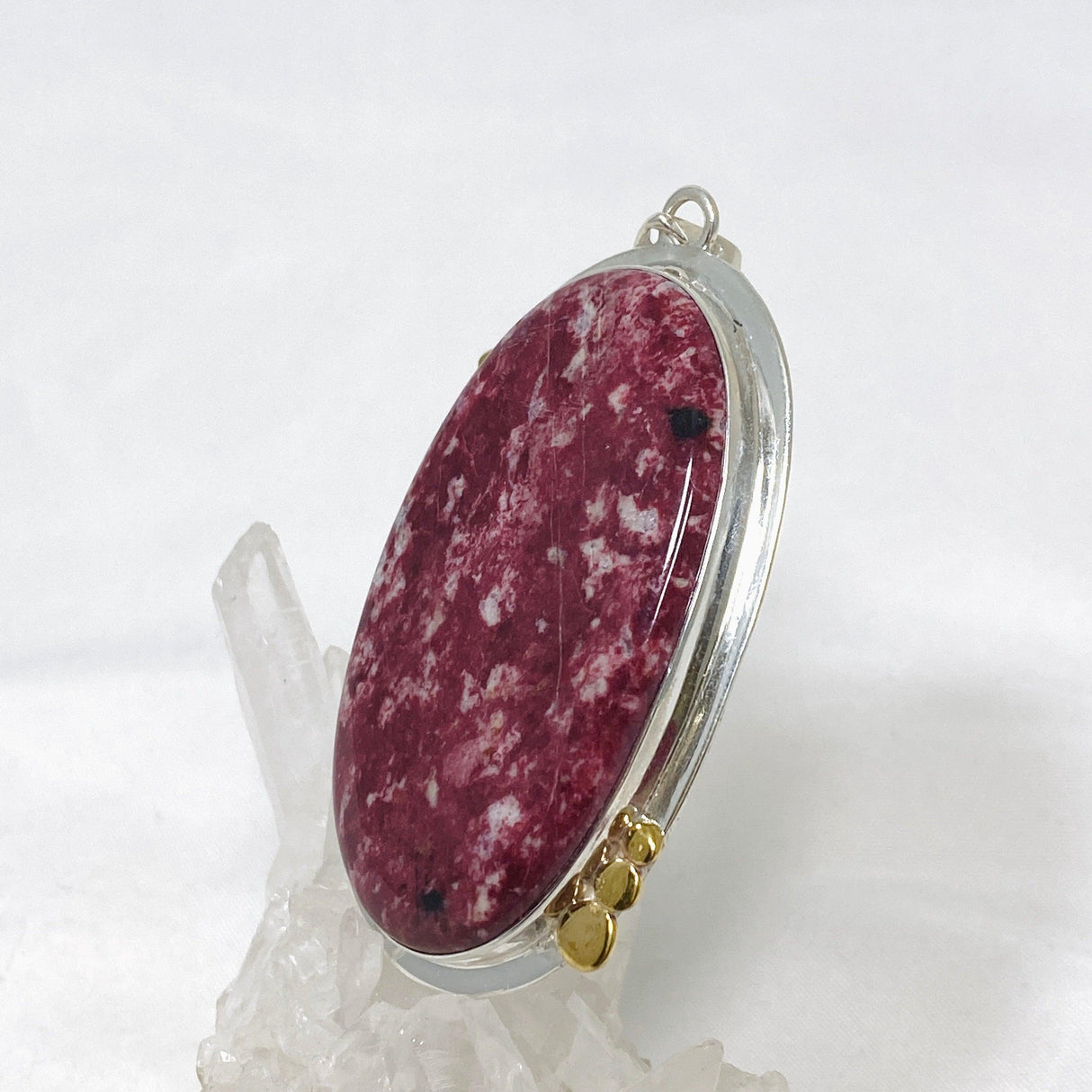 Thulite Oval Pendant in a Decorative Setting KPGJ4485 - Nature's Magick