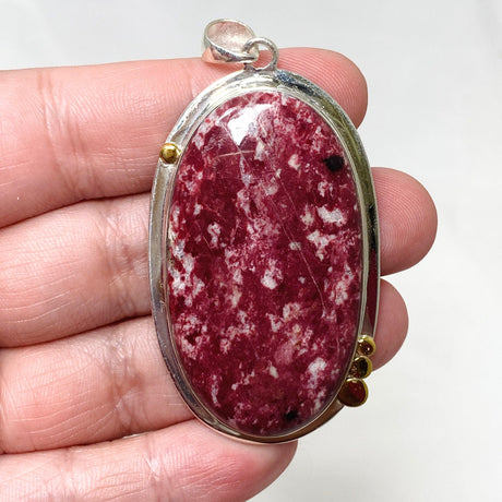 Thulite Oval Pendant in a Decorative Setting KPGJ4485 - Nature's Magick