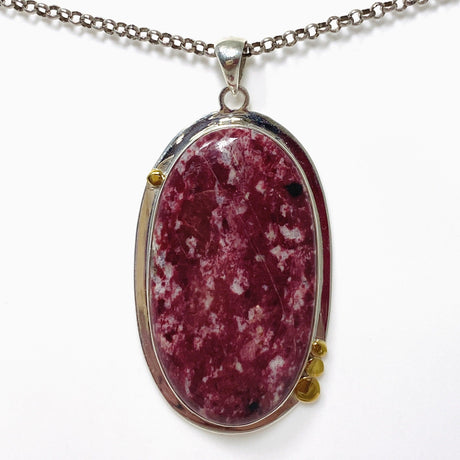 Thulite Oval Pendant in a Decorative Setting KPGJ4485 - Nature's Magick