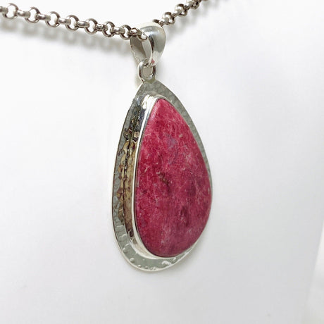 Thulite Teardrop Pendant in a Hammered Setting KPGJ4489 - Nature's Magick