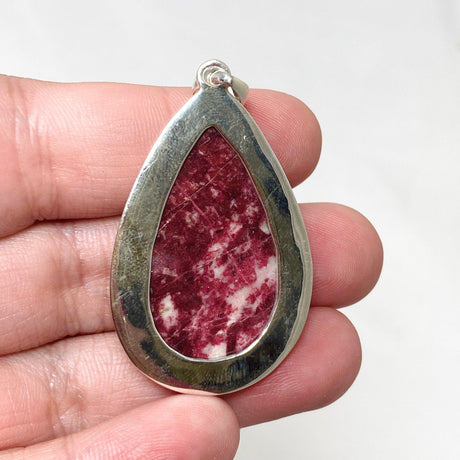 Thulite Teardrop Pendant in a Hammered Setting KPGJ4490 - Nature's Magick