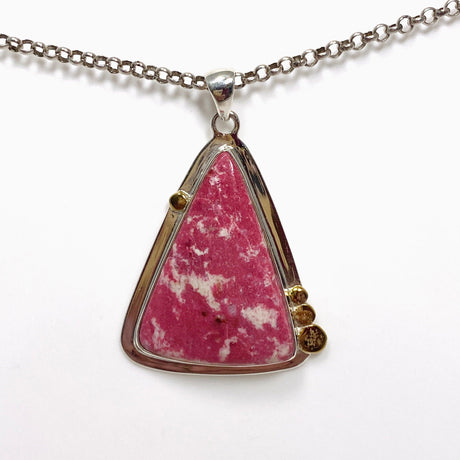 Thulite Triangle Pendant in a Decorative Setting KPGJ4491 - Nature's Magick