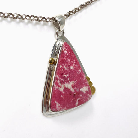 Thulite Triangle Pendant in a Decorative Setting KPGJ4491 - Nature's Magick