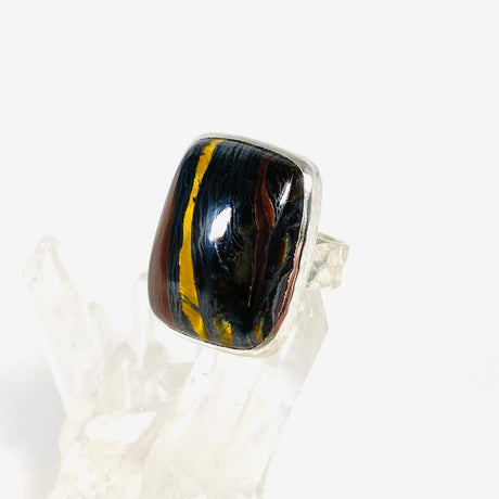 Tiger Iron Rectangular Beaten Band Ring s.9 KRGJ3060 - Nature's Magick