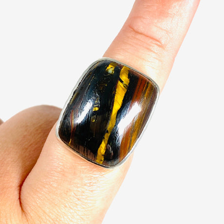 Tiger Iron Rectangular Beaten Band Ring s.9 KRGJ3060 - Nature's Magick