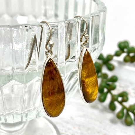 Tiger's Eye teardrop earrings E2456 KEGJ955 - Nature's Magick