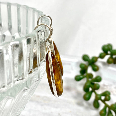 Tiger's Eye teardrop earrings E2456 KEGJ955 - Nature's Magick