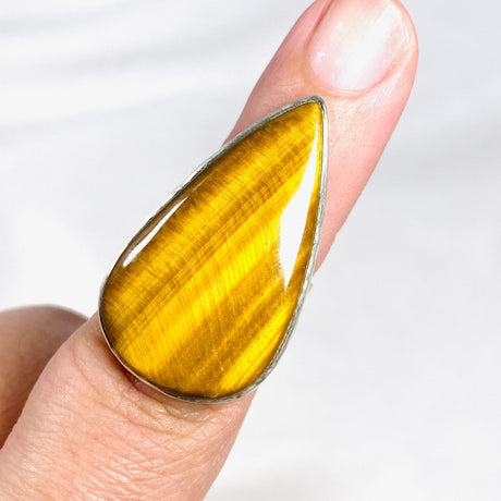 Tigers Eye Teardrop Hammered Band Ring Size 7 KRGJ3123 - Nature's Magick