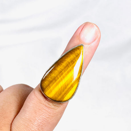 Tigers Eye Teardrop Hammered Band Ring Size 7 KRGJ3123 - Nature's Magick