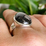 Tourmalinated Quartz Freeform Cabochon Ring Size 9.5 PRGJ582