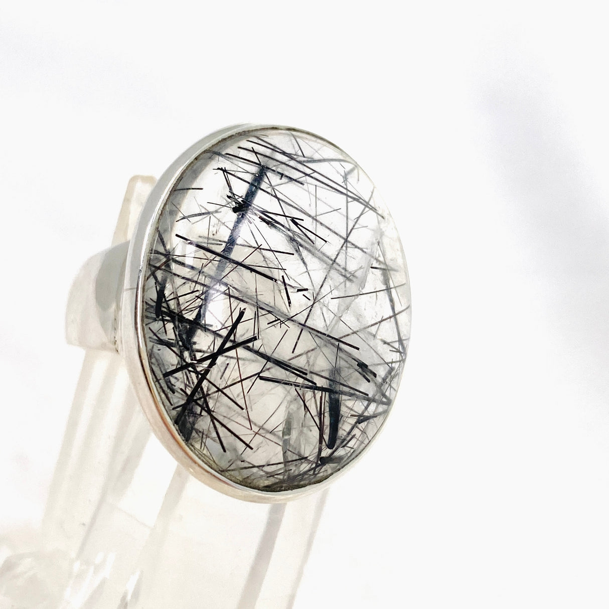 Tourmalinated Quartz Oval Cabochon Ring Size 10 PRGJ578