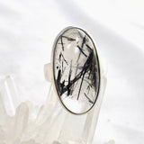 Tourmalinated Quartz Oval Cabochon Ring Size 12.5 PRGJ577