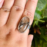 Tourmalinated Quartz Oval Cabochon Ring Size 12.5 PRGJ577