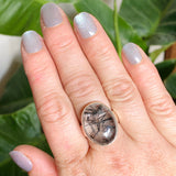 Tourmalinated Quartz Oval Cabochon Ring Size 9 PRGJ580