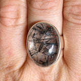 Tourmalinated Quartz Oval Cabochon Ring Size 9 PRGJ580