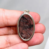 Tourmalinated Quartz Oval Pendant in a Hammered Setting KPGJ4394 - Nature's Magick