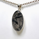 Tourmalinated Quartz Oval Pendant in a Hammered Setting KPGJ4394 - Nature's Magick