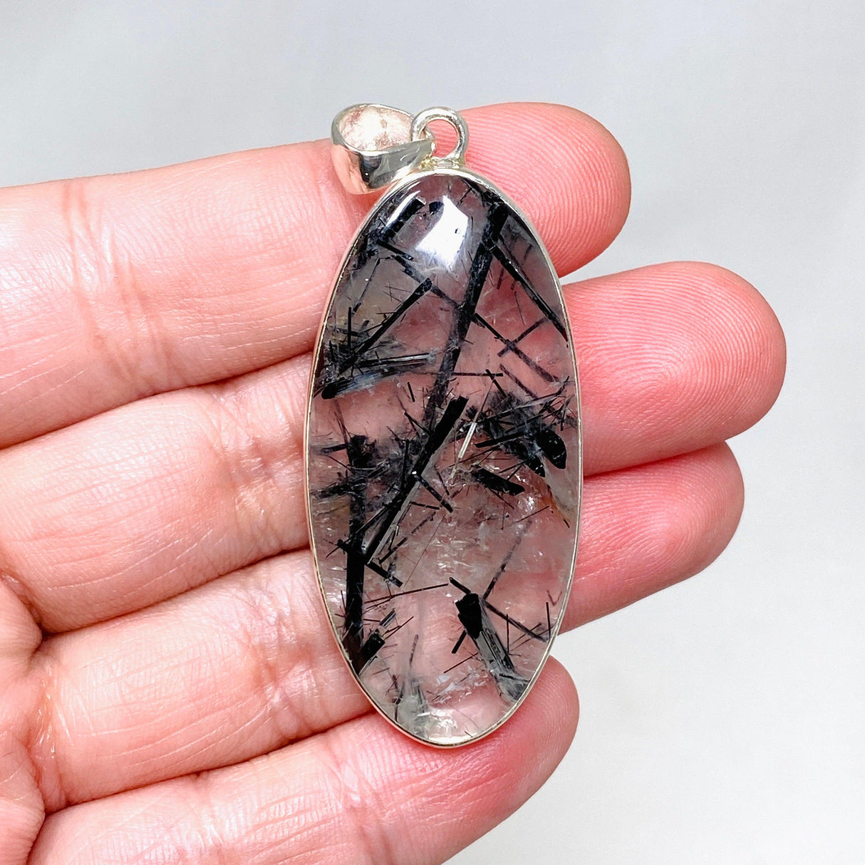 Tourmalinated Quartz Oval Pendant KPGJ4391 - Nature's Magick