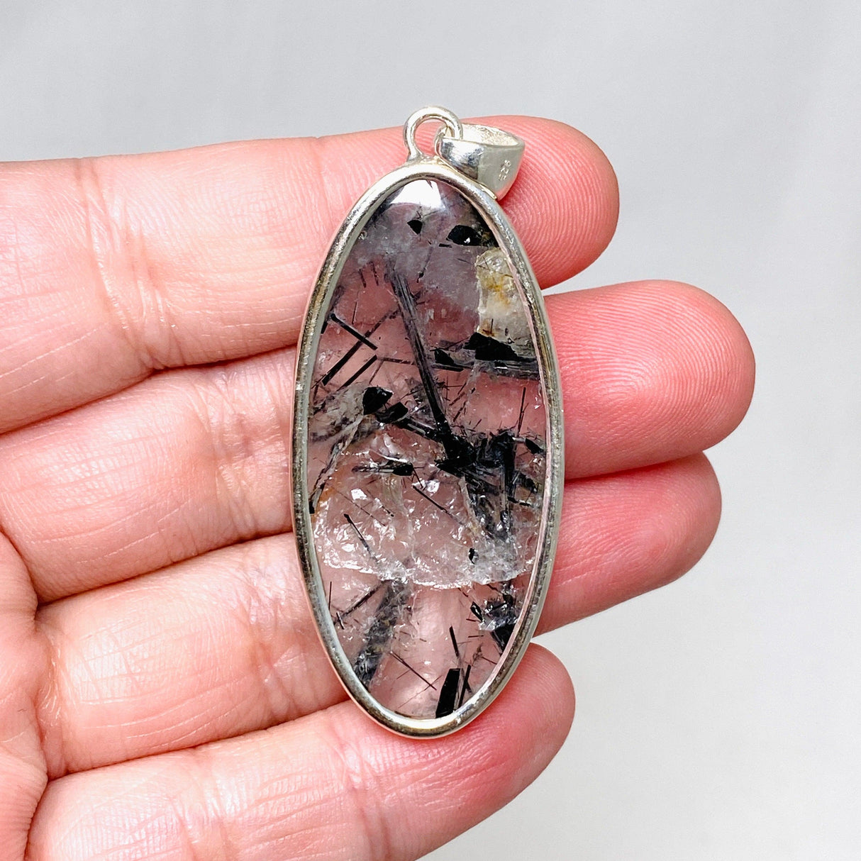 Tourmalinated Quartz Oval Pendant KPGJ4391 - Nature's Magick