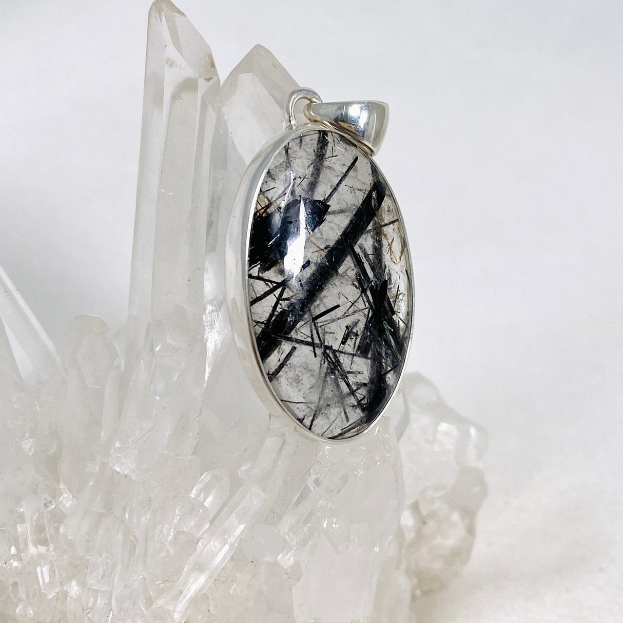 Tourmalinated Quartz Oval Pendant KPGJ4392 - Nature's Magick