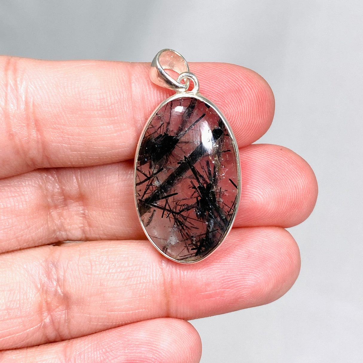 Tourmalinated Quartz Oval Pendant KPGJ4392 - Nature's Magick