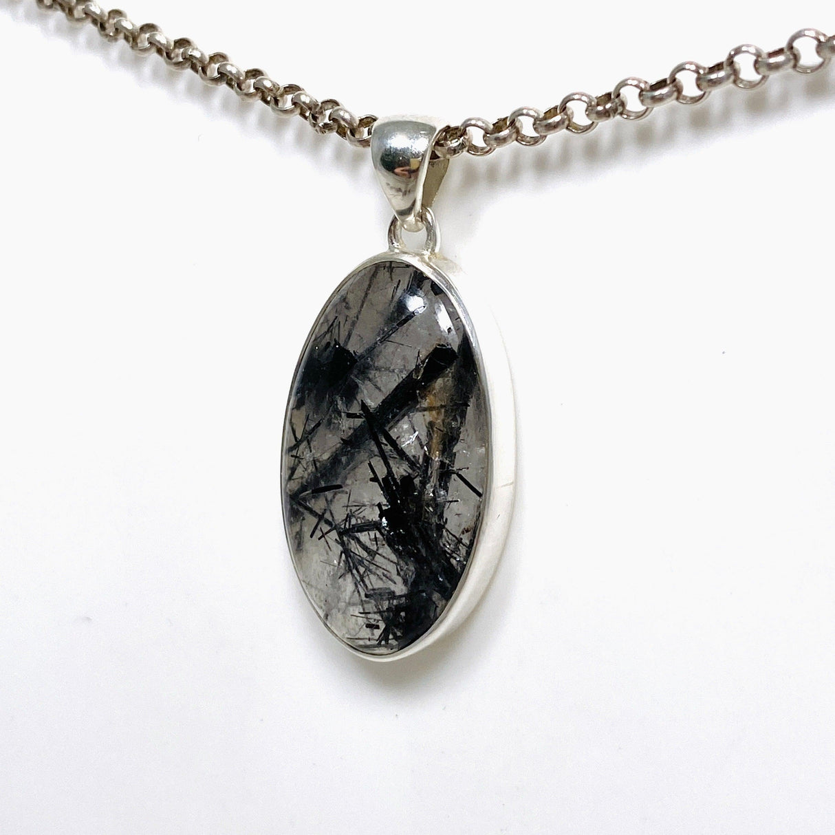 Tourmalinated Quartz Oval Pendant KPGJ4392 - Nature's Magick