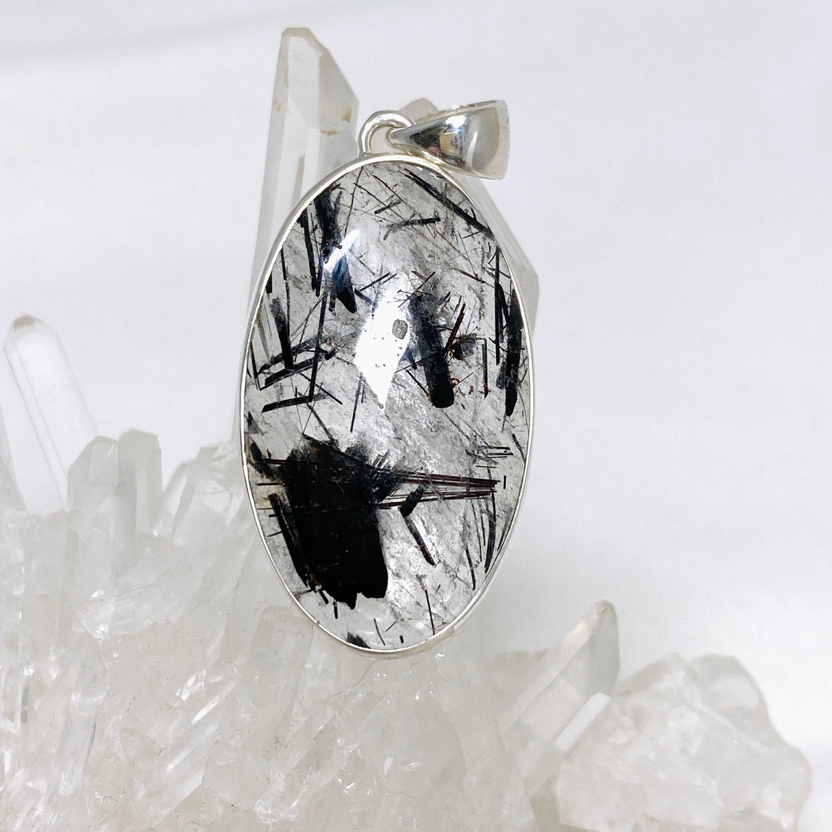 Tourmalinated Quartz Oval Pendant KPGJ4393 - Nature's Magick