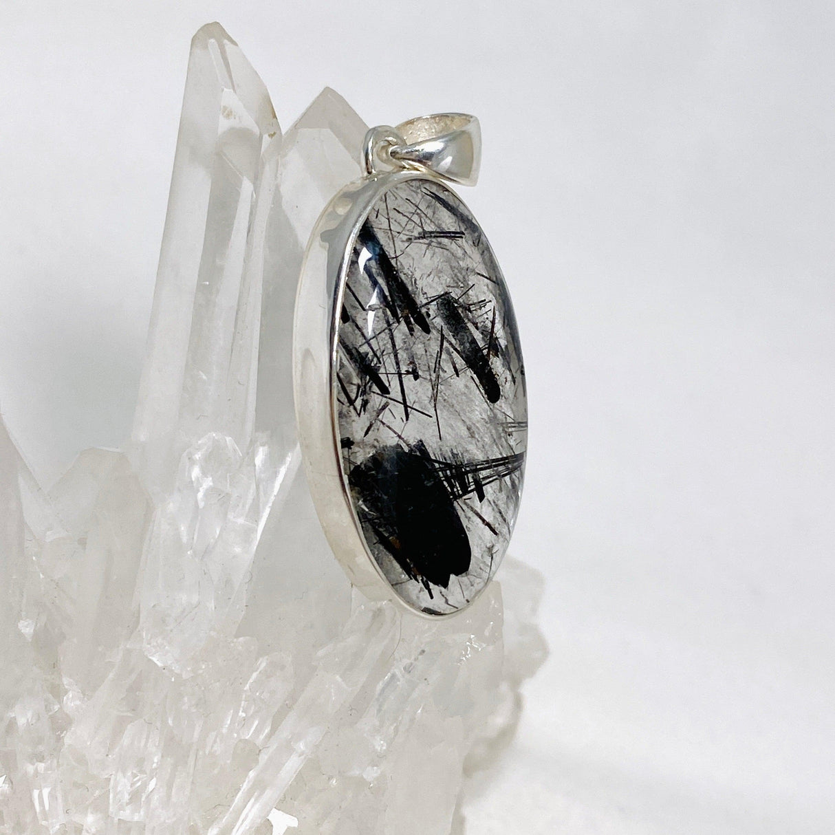 Tourmalinated Quartz Oval Pendant KPGJ4393 - Nature's Magick