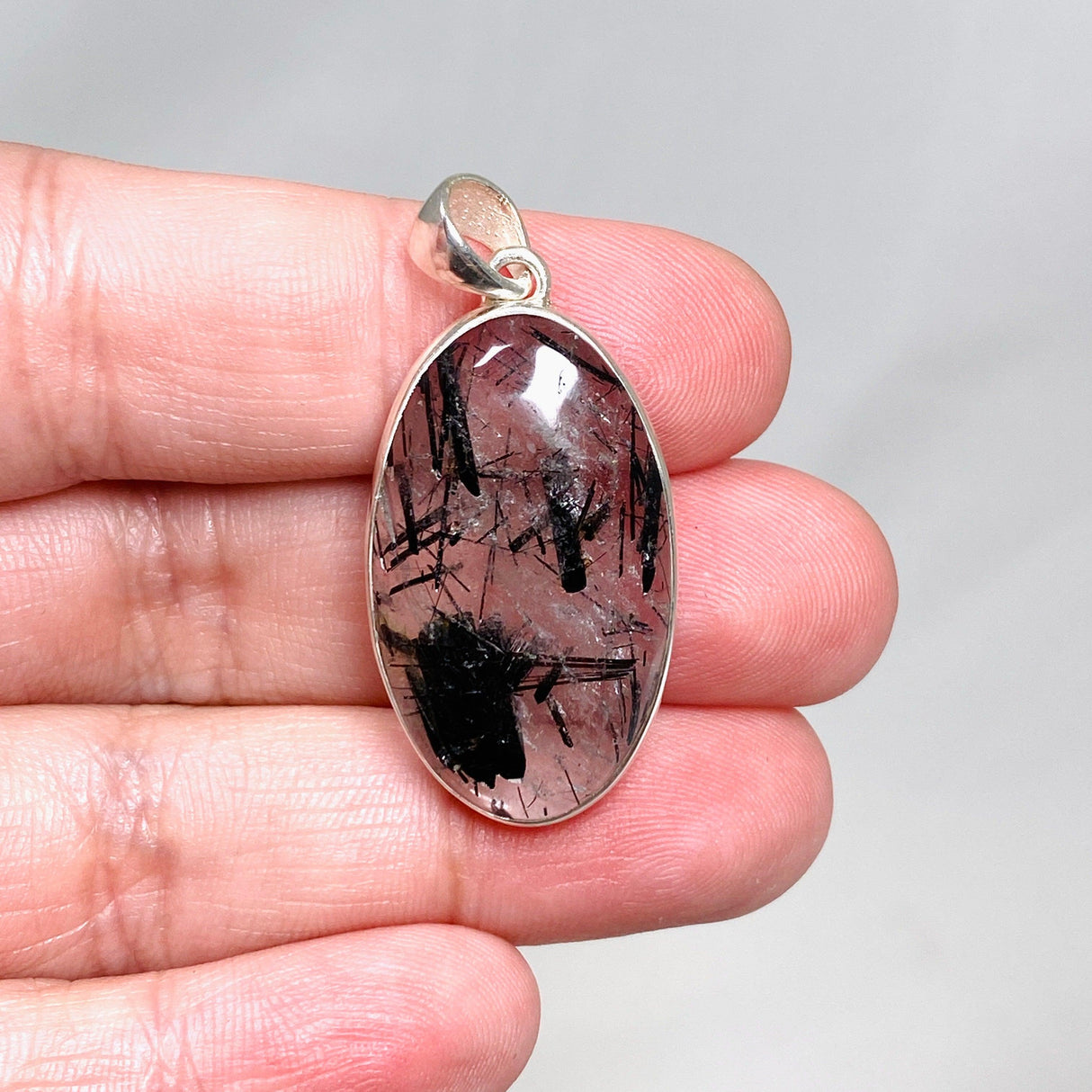 Tourmalinated Quartz Oval Pendant KPGJ4393 - Nature's Magick