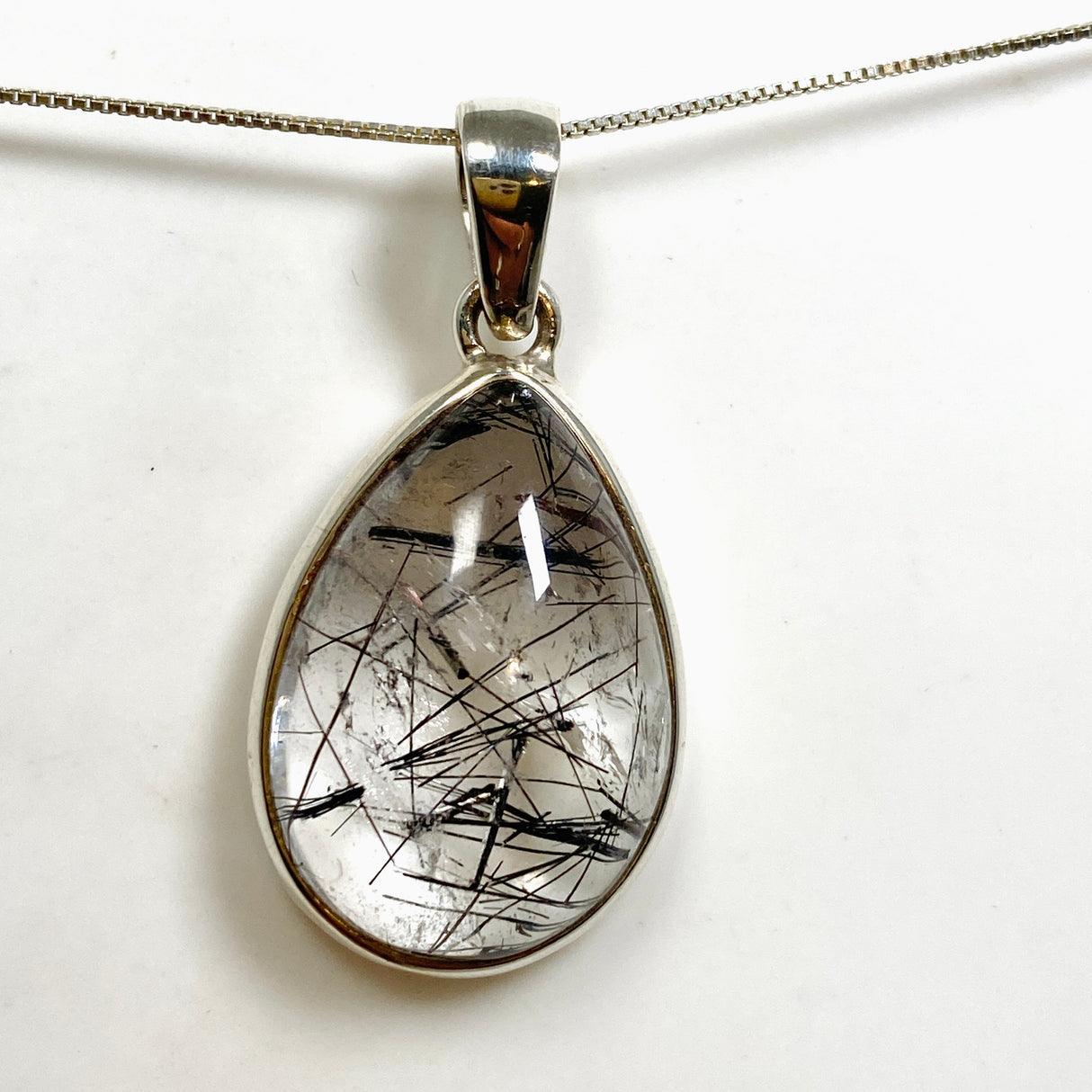 Tourmalinated Quartz Teardrop Cabochon Pendant PPGJ1226