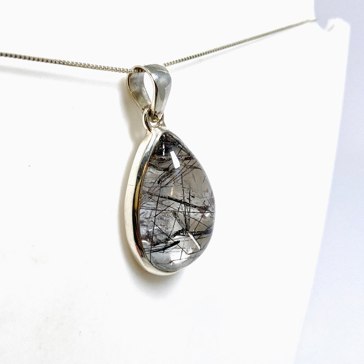 Tourmalinated Quartz Teardrop Cabochon Pendant PPGJ1226