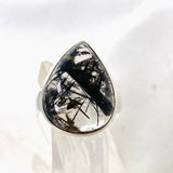 Tourmalinated Quartz Teardrop Cabochon Ring Size 10 PRGJ581