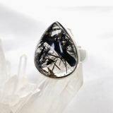 Tourmalinated Quartz Teardrop Cabochon Ring Size 10 PRGJ581